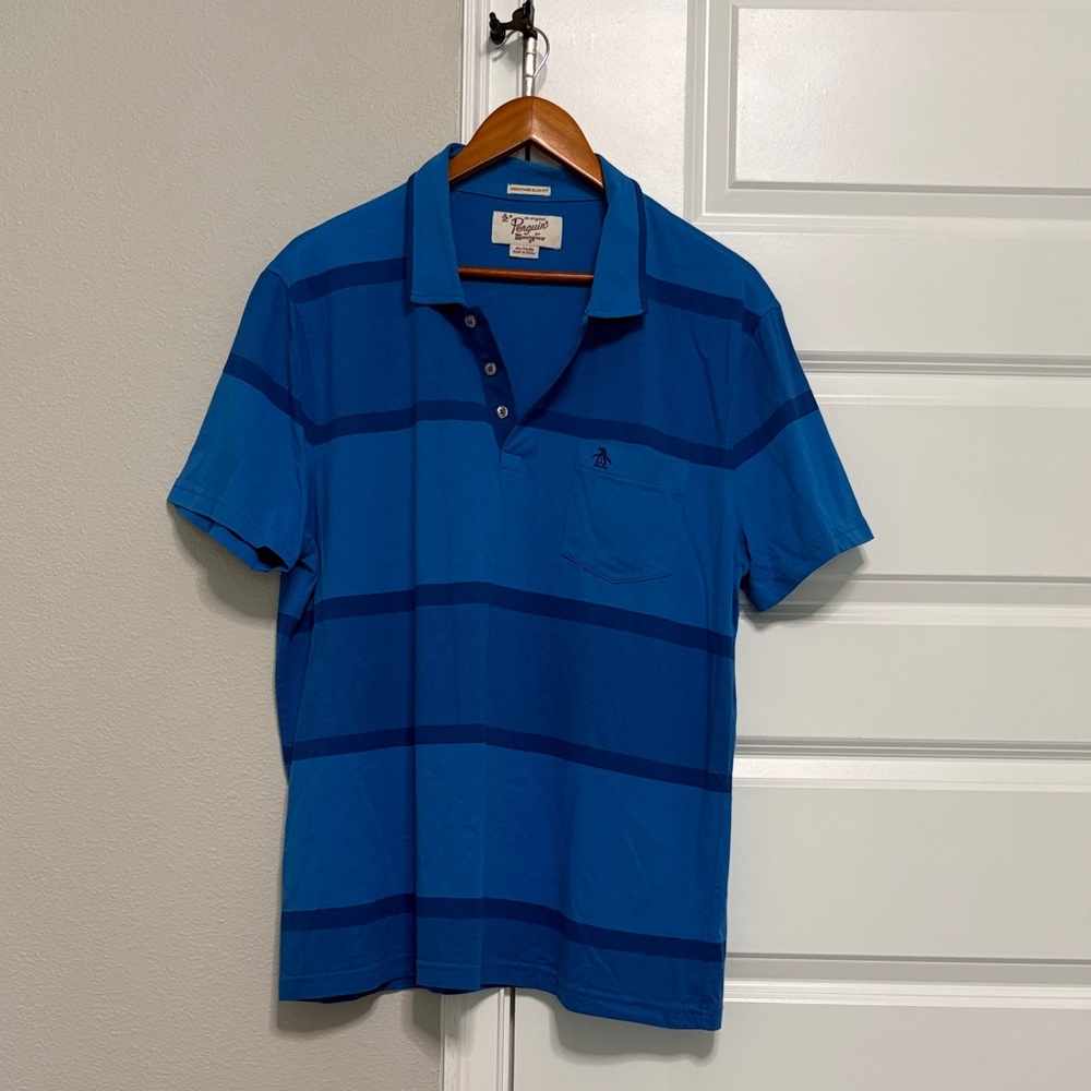 Original Penguin Blue Horizontal Stripe Polo